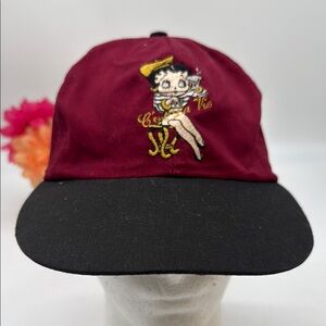 Betty Boop  Women's Maroon and Black Cartoon Character Cap Adjustable HT8916